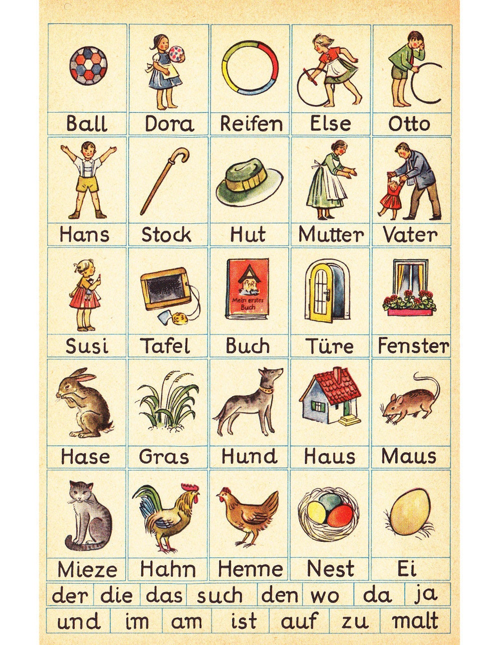Printable German Words primer from Mein Erstes Buch vintage Etsy