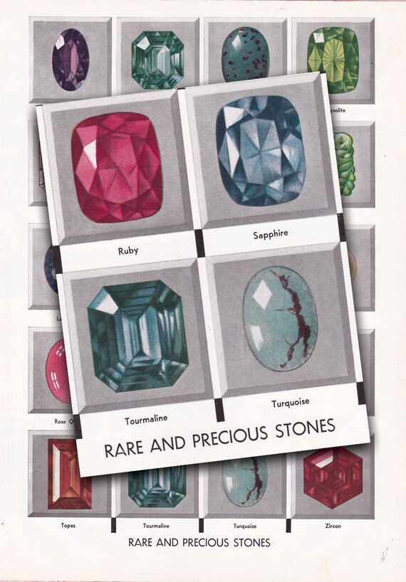 Gemstone Print, With Semi-precious and Precious Stones, a 1930's