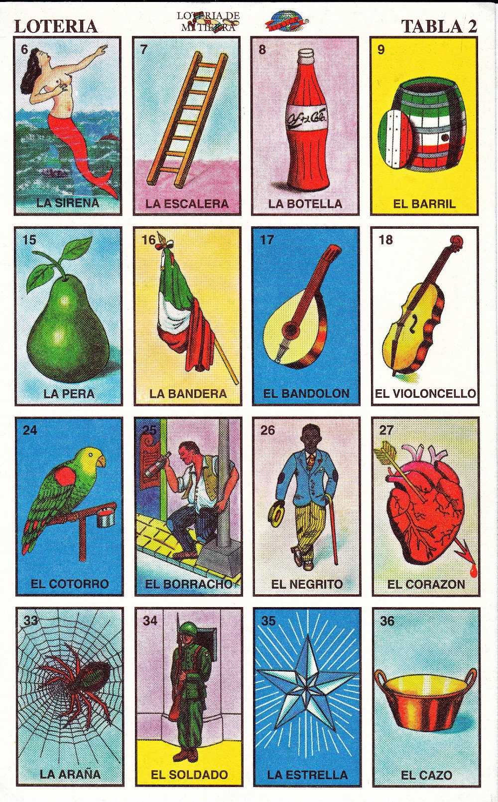 Mexican loteria cards the complete set of 10 tablas Etsy