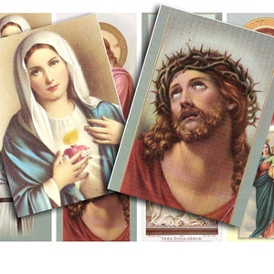antique holy cards for scrapbooking and crafting, a vintage printable collage sheet, no. 1452.