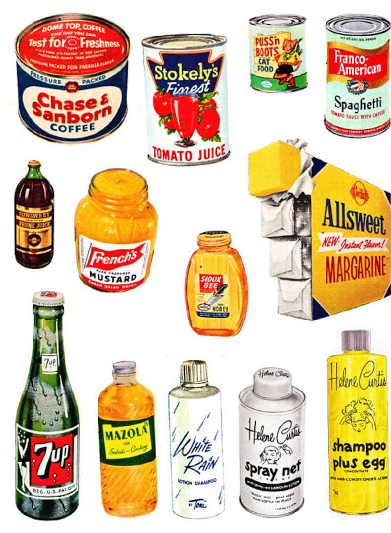 1950's Food Products From a 1954 Women's Magazine Etsy