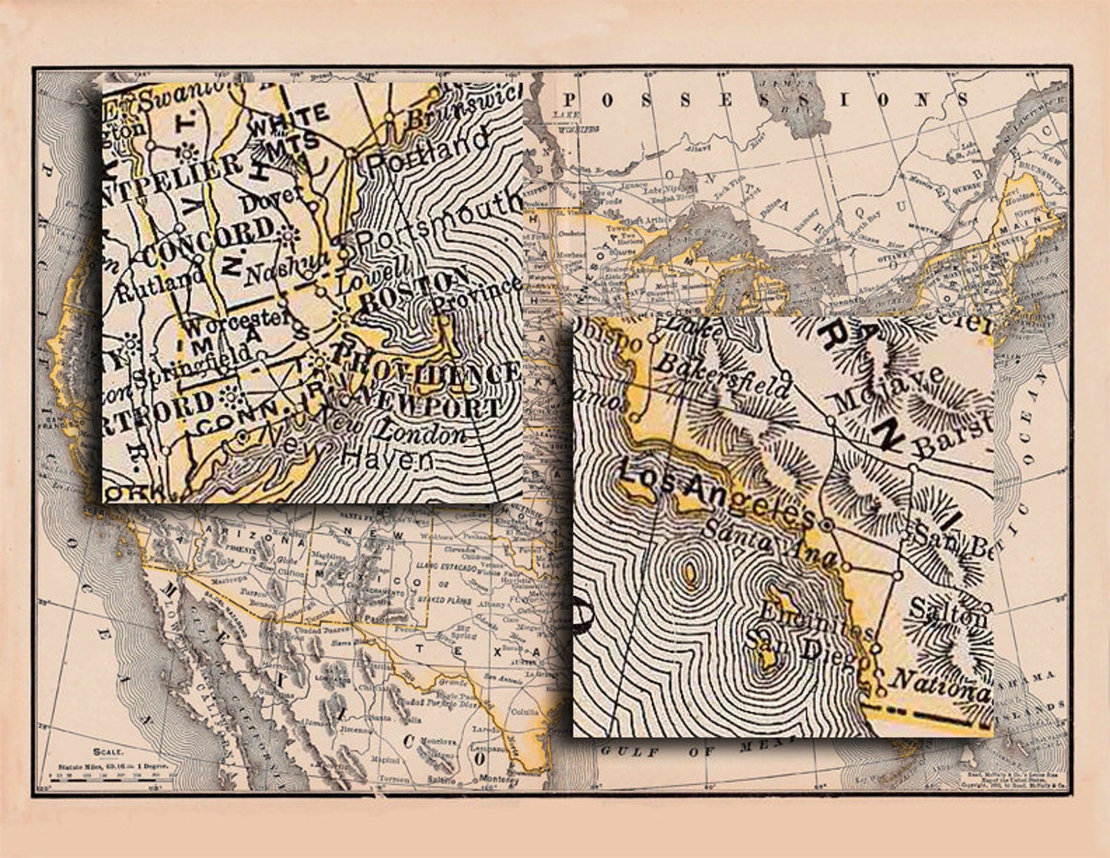 Antique map of America from the 19th century a printable map | Etsy Antique map of America from the 19th century a printable map | Etsy