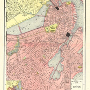 afdrukbare kaart van Boston, hoge resolutie 600 dpi afdrukbaar bestand voor groot afdrukken, unieke geschenk- en woondecoratie, kunst en ambachten, tijdschriften.