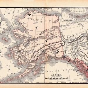 Mapa imprimible de Alaska de 1891, decoración del hogar, regalo único, arte de pared imprimible, impresión digital n.° 325.