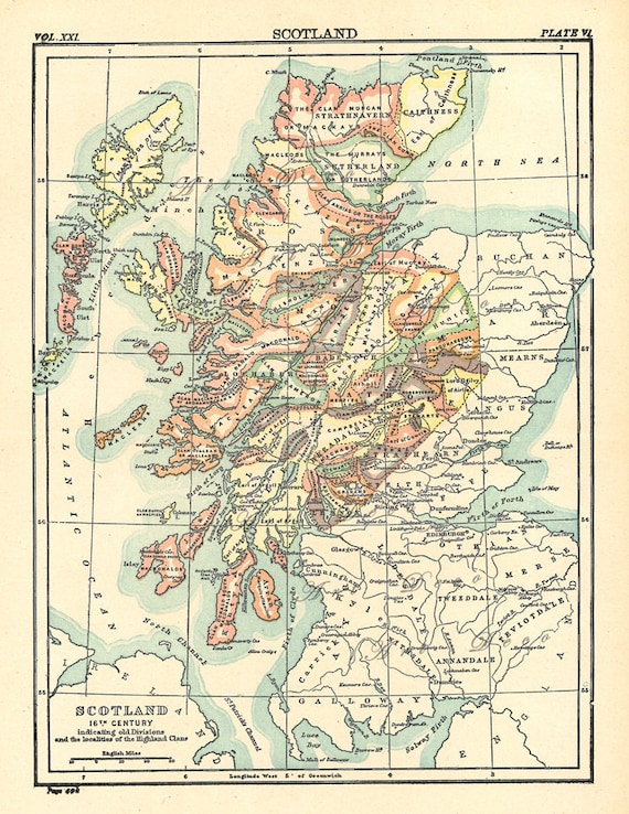 Scotland Of Old Clan Map The Clans Of Scotland In The 16Th Century A Printable Map For - Etsy  Singapore
