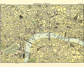 Vintage London Map Print, 1904 Encyclopedia Britannica (Digital Download) 680