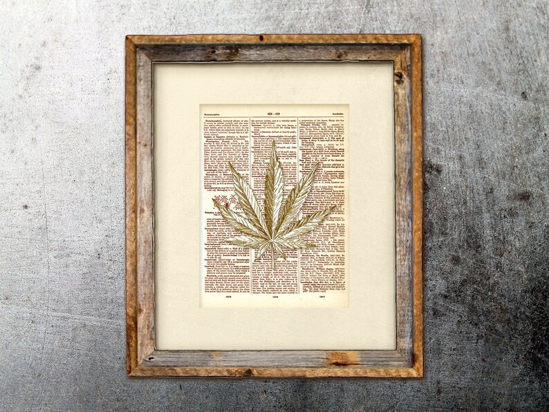 Cannabis Marijuana Weed 420 Pot Plant Dictionary Page Book Art Etsy