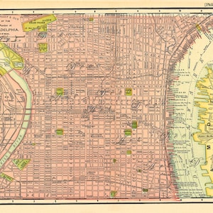 afdrukbare kaart van Philadelphia, een bestand met hoge resolutie van 600 dpi voor grotere prints, kunst en handwerk, plakboeken, tijdschriften, enz.