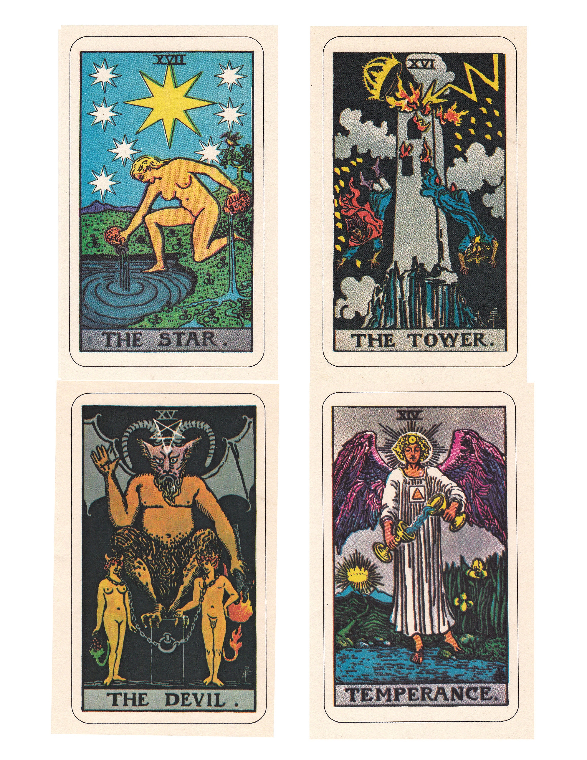 Printable Set of 78 Rider Waite Tarot Cards, Full Size Complete Deck,  Digital Downloads for Printing at Home 