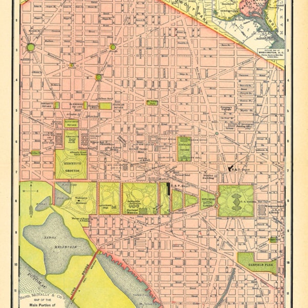 printable map of Washington D.C., housewarming gift, arts and crafts, journals, scrapbooking, digital download  no. 677.