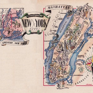Karte von New York aus den 1940, druckbare digitale Download Nr. 1049.