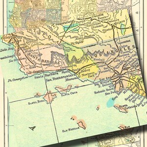 Map of California, Printable Wall Art, Home Decor, Arts and Crafts, Etc ...