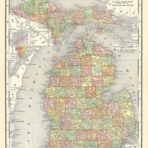 old map of Michigan from 1904, a vintage printable digital image, no. 268.