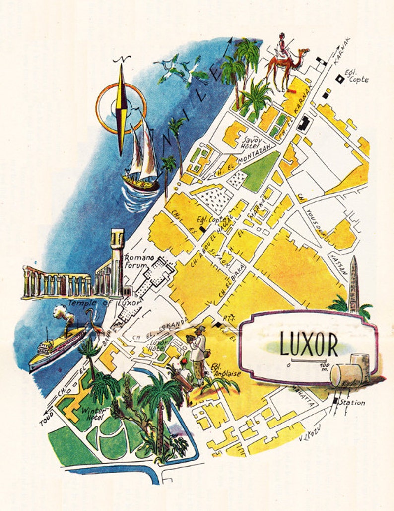 Map of Luxor Egypt Unique Gift and Home Decor Digital - Etsy Map of Luxor Egypt Unique Gift and Home Decor Digital - Etsy