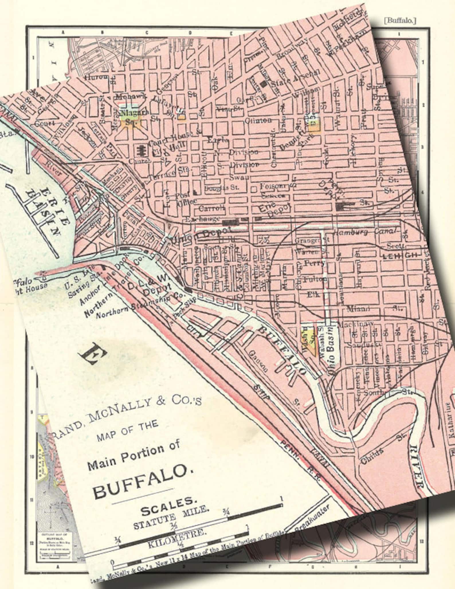 Map Of Buffalo New York From 1901 A 600 Dpi High Resolution Etsy