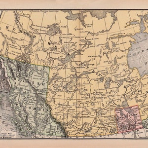 mapa do Canadá e dos Territórios do Noroeste de 1891, um mapa digital para impressão para decoração de casa ou como presente exclusivo, não. 148