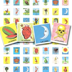Juego de loteria, hecho au Mexique, 75 x 0,83 pouces, pour carreaux de scrabble, feuille de collage numérique imprimable, no. 850.
