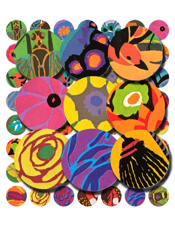 Download art deco digital collage sheet bright and colorful ...