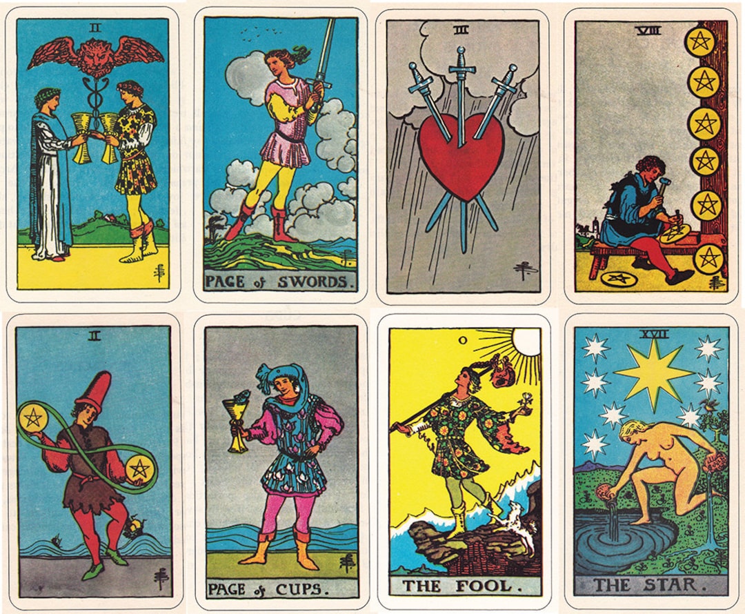 Printable Set of Rider Waite Tarot Cards Full Etsy