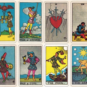 printable set of 78 Rider Waite Tarot cards, full size complete deck, digital downloads for printing at home