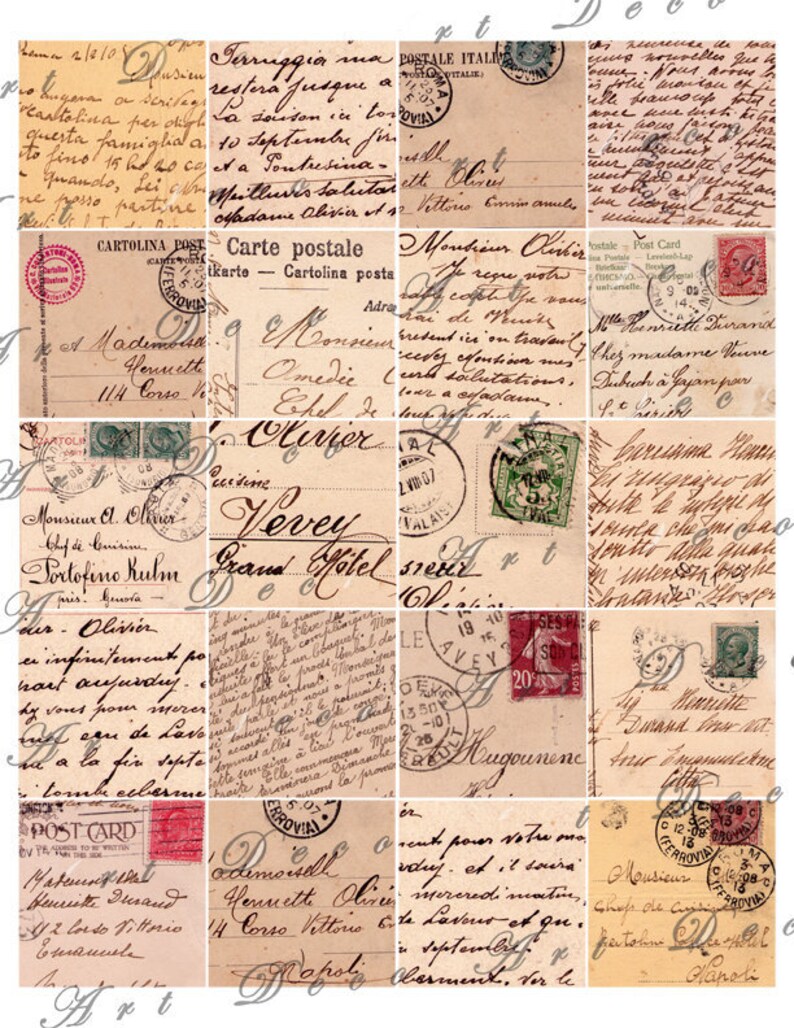 Vintage Paper Ephemera Collage Sheet, a Printable Digital Download ...