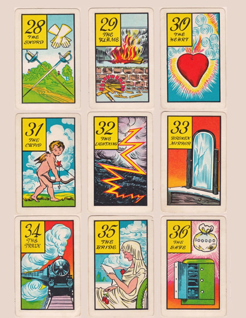 Old gypsy fortune telling cards complete set of 36 on 4 Etsy