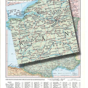 Carte imprimable de la France des années 50, pour le bricolage, accrochage mural, décoration intérieure, carte numérique vintage no. 557 image 2