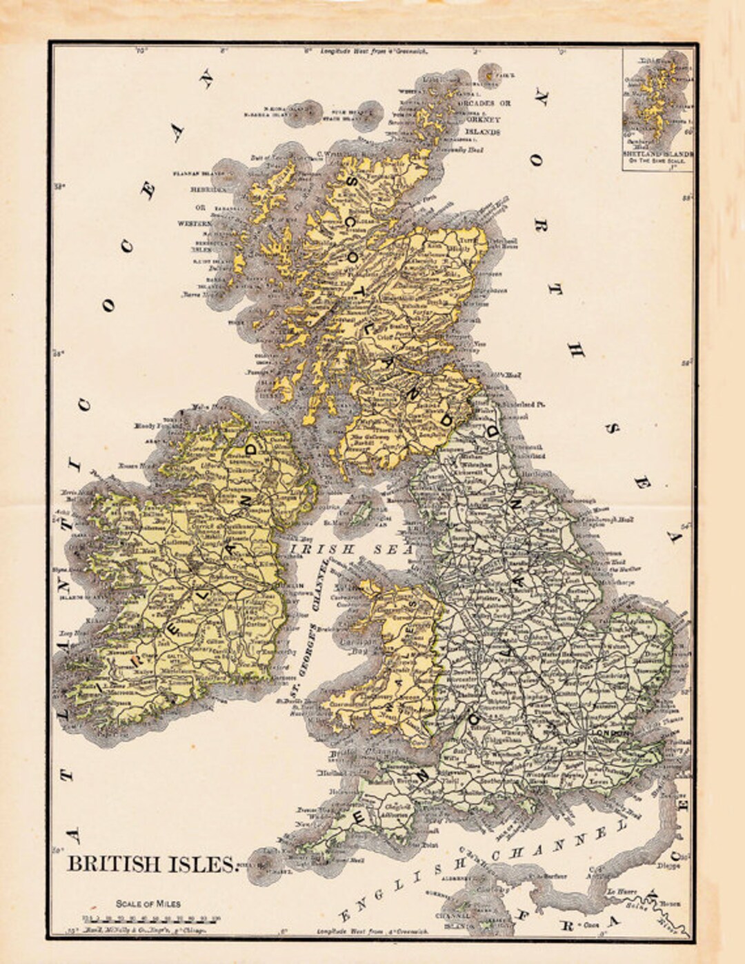 Printable Map of the British Isles, Wall Art, Gift, Digital Prints