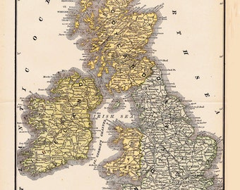 printable map of the British Isles, wall art, gift, digital prints, home decor, arts and crafts, digital file no. 157