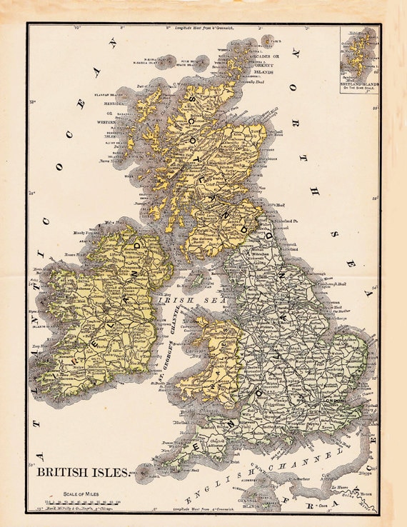 Printable Map of the British Isles, Wall Art, Gift, Digital Prints