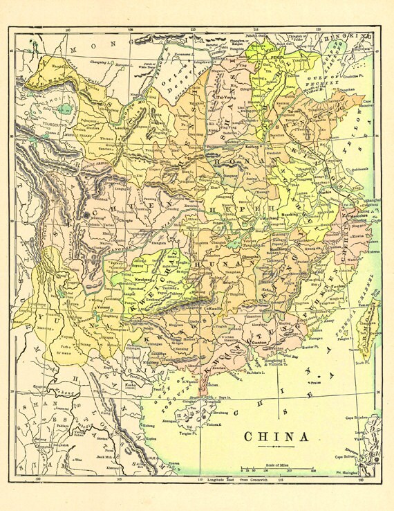 Printable Map of China Home Decor Antique Wall Art Collage - Etsy