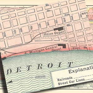 Printable Map of Detroit, Showing the City Streets From 1895, a 600 Dpi Digital File for Large ...