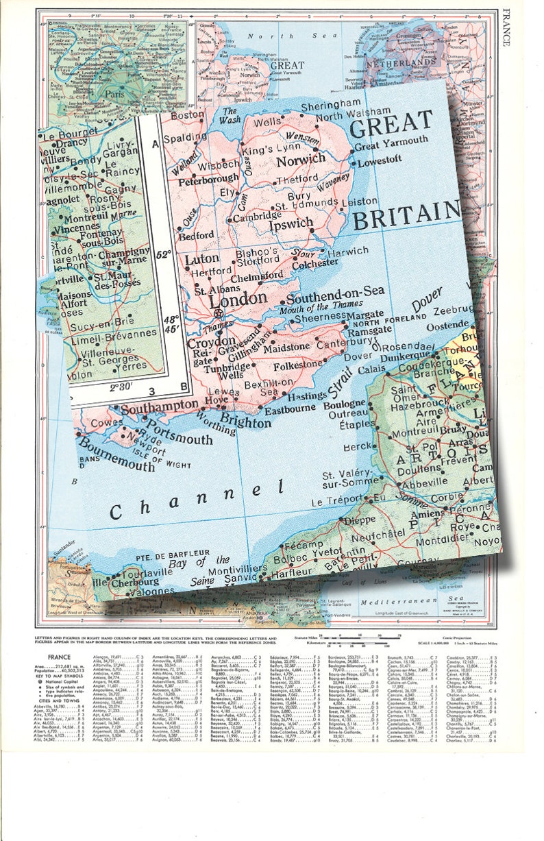 Carte imprimable de la France des années 50, pour le bricolage, accrochage mural, décoration intérieure, carte numérique vintage no. 557 image 3
