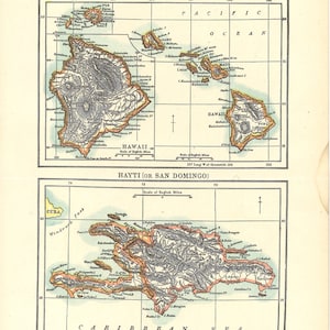 printable map of Hawaiian Islands, from the 1900&#39;s, antique home decor, housewarming gift, digital download no. 921.