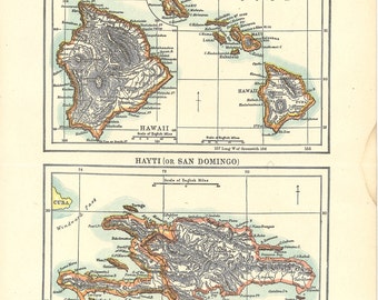 printable map of Hawaiian Islands, from the 1900's, antique home decor, housewarming gift, digital download no. 921.