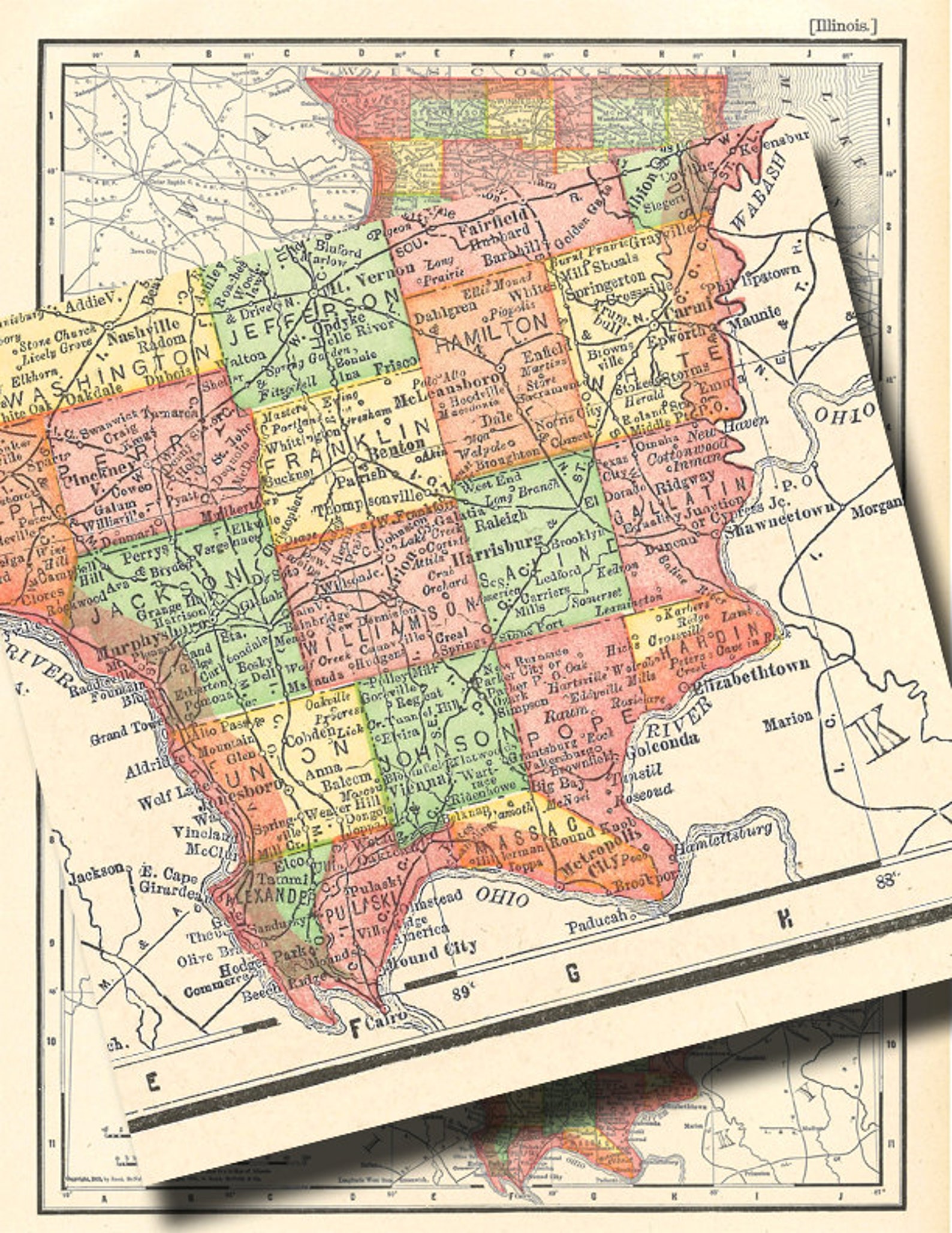 Map of Illinois From 1904 a Printable Digital Map for Home | Etsy