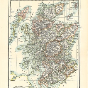 carte imprimable de l’Écosse, décoration antique, arts et artisanat, art mural imprimable, carte numérique n° 311