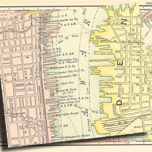 May include: A vintage map of Philadelphia, Pennsylvania, showing the city's streets, waterways, and railroads. The map is in a yellowed and faded condition, with some of the text and lines barely visible. The map is titled "Philadelphia" and is surrounded by a border.
