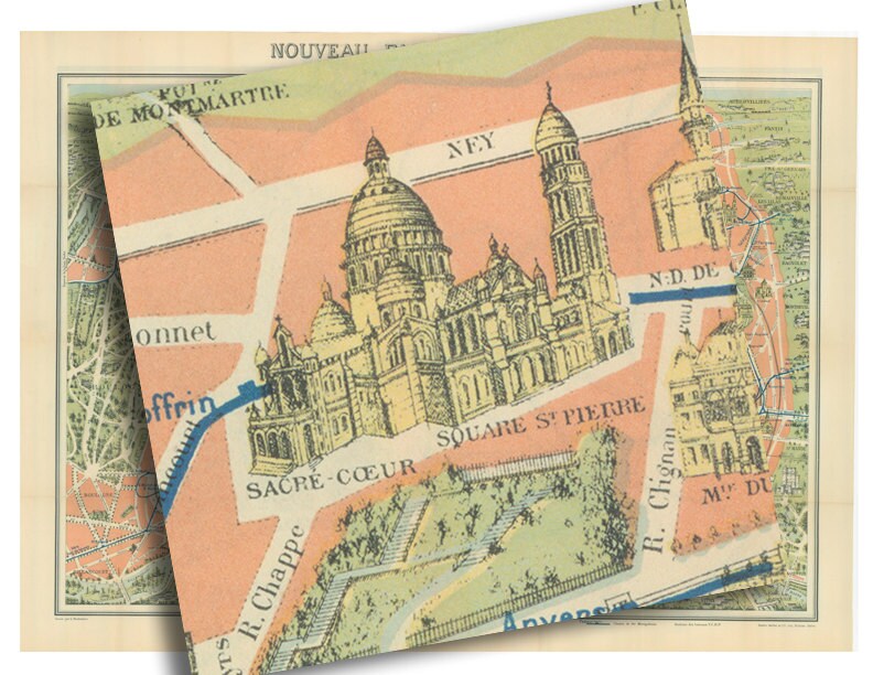 激激レア！1861年のパリ古地図 オリジナル エッフェル塔がない