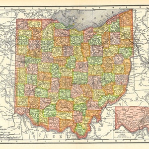 printable map of Ohio, for arts and crafts, journaling, scrapbooking, unique gift and home decor, digital download no. 761 image 1