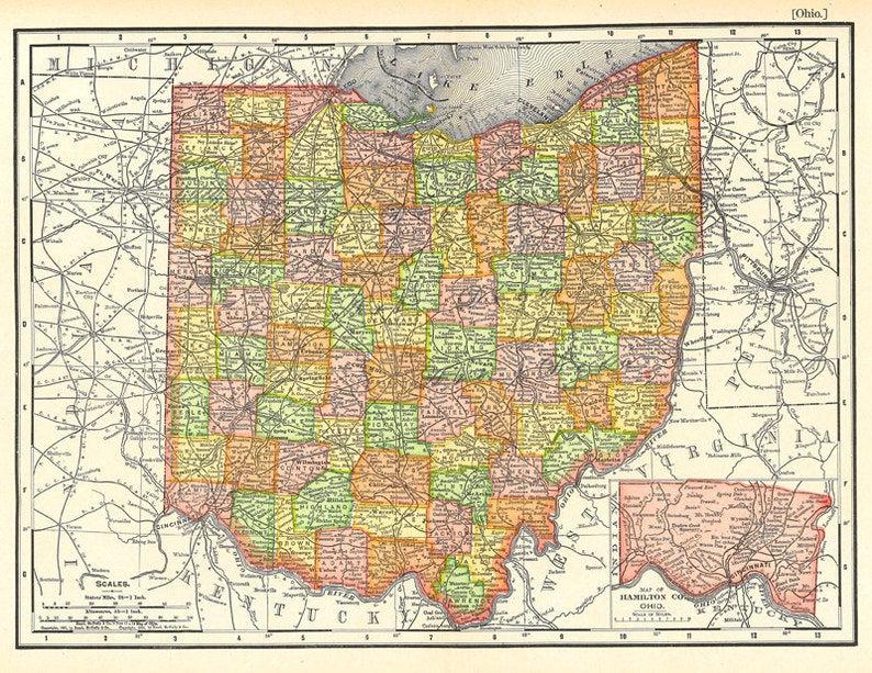 printable map of Ohio, for arts and crafts, journaling, scrapbooking, unique gift and home decor, digital download no. 761 image 1