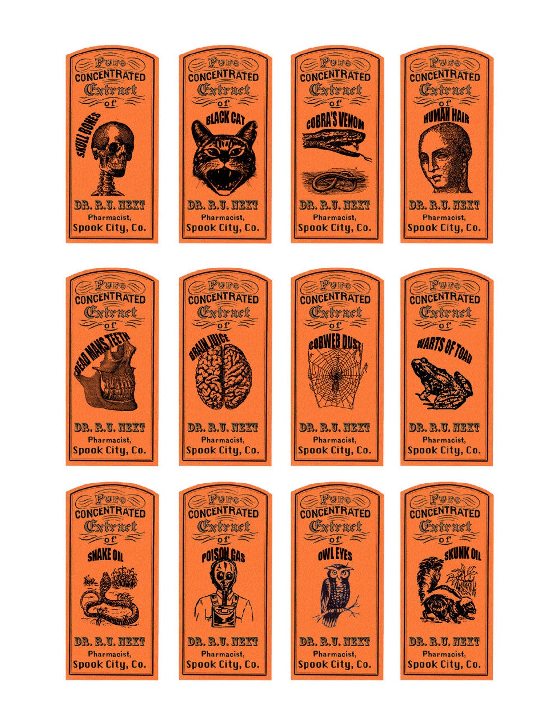 Printable Apothecary Labels Halloween Party Favors Arts and Etsy