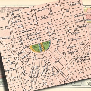 Printable Map of Detroit, Showing the City Streets From 1895, a 600 Dpi Digital File for Large ...