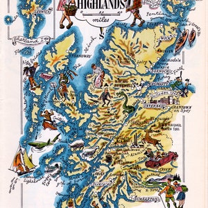 carte picturale imprimable de la région des Highlands d'Écosse, art mural, décoration intérieure, cadeau pour lui, téléchargement numérique no. 3001