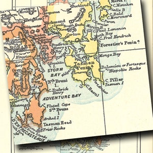 printable map of Tasmania from 1904, for home decor, arts and crafts, digital prints no. 916 image 5