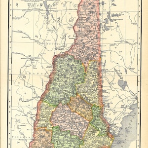 Karte von New Hampshire, druckbare Karte, Wohnkultur, Journaling, Kunsthandwerk usw. 260