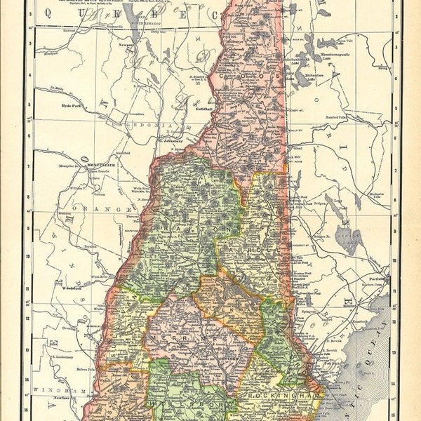 map of New Hampshire, printable map, home decor, journaling, crafts, etc., housewarming gift, digital download no. 260