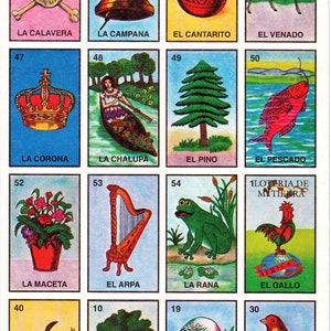 Printable Loteria Cards, the Complete Set of 10 Tablas, Printable ...