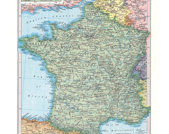 Carte imprimable de la France des années 50, pour le bricolage, accrochage mural, décoration intérieure, carte numérique vintage no. 557