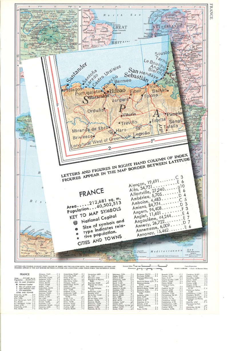 Carte imprimable de la France des années 50, pour le bricolage, accrochage mural, décoration intérieure, carte numérique vintage no. 557 image 4